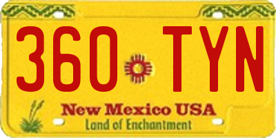 NM license plate 360TYN