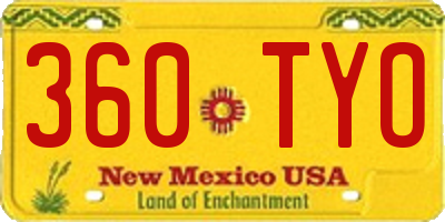 NM license plate 360TYO