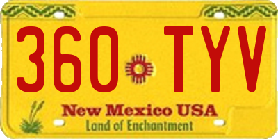 NM license plate 360TYV