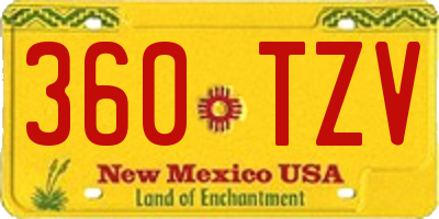 NM license plate 360TZV