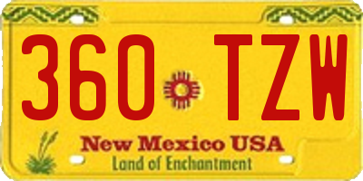 NM license plate 360TZW