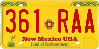 NM license plate 361RAA