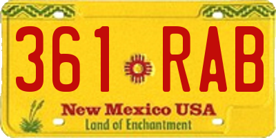 NM license plate 361RAB