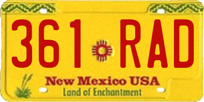 NM license plate 361RAD