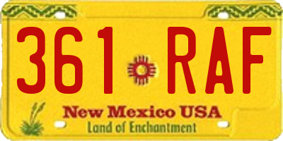 NM license plate 361RAF