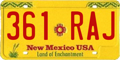 NM license plate 361RAJ