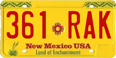 NM license plate 361RAK