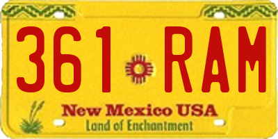 NM license plate 361RAM