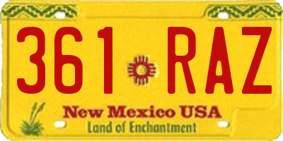 NM license plate 361RAZ