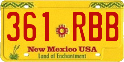 NM license plate 361RBB