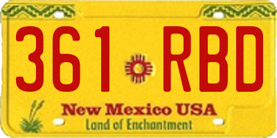 NM license plate 361RBD
