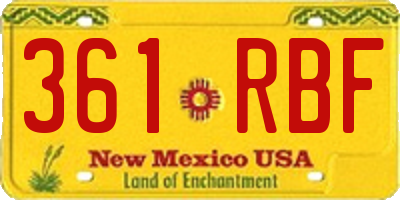 NM license plate 361RBF