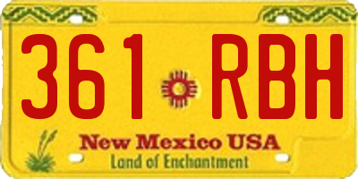 NM license plate 361RBH