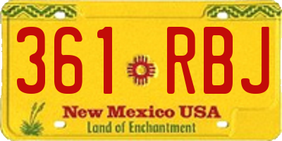NM license plate 361RBJ