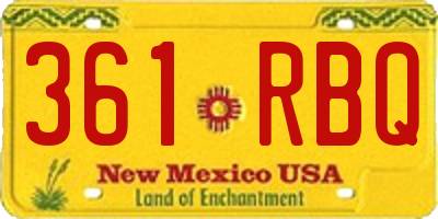 NM license plate 361RBQ