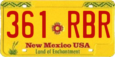 NM license plate 361RBR