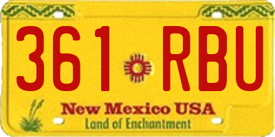 NM license plate 361RBU