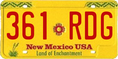 NM license plate 361RDG