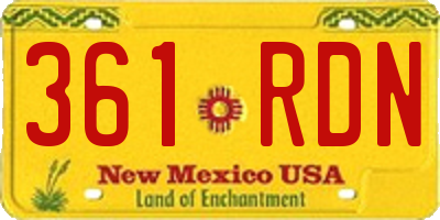 NM license plate 361RDN