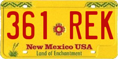 NM license plate 361REK