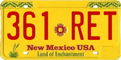 NM license plate 361RET