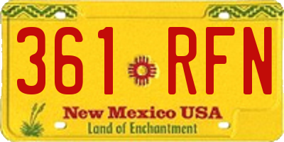NM license plate 361RFN
