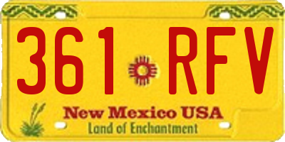 NM license plate 361RFV