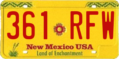 NM license plate 361RFW