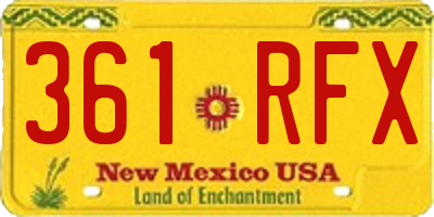 NM license plate 361RFX