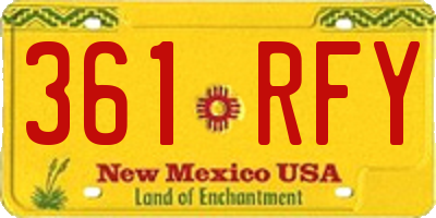 NM license plate 361RFY