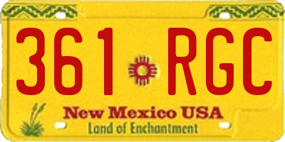 NM license plate 361RGC