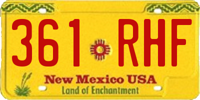 NM license plate 361RHF
