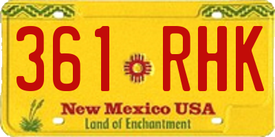NM license plate 361RHK