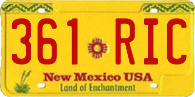 NM license plate 361RIC