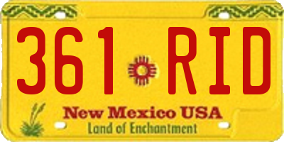 NM license plate 361RID