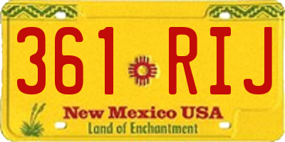 NM license plate 361RIJ