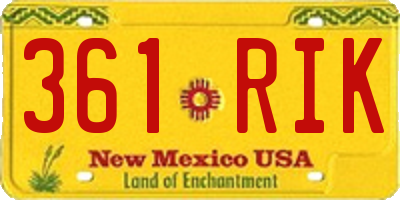 NM license plate 361RIK