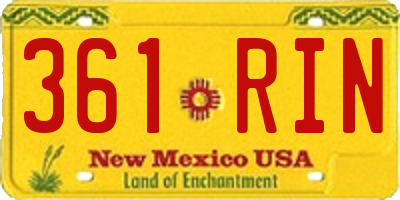 NM license plate 361RIN