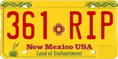 NM license plate 361RIP