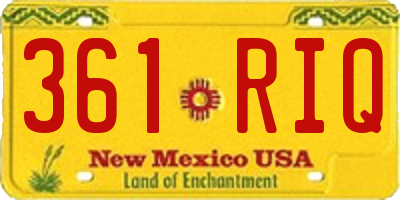 NM license plate 361RIQ