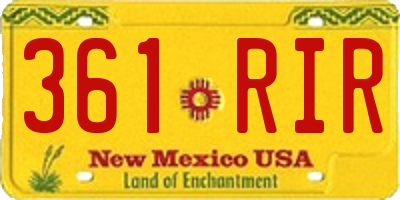NM license plate 361RIR