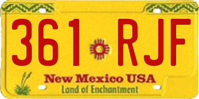 NM license plate 361RJF