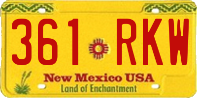 NM license plate 361RKW