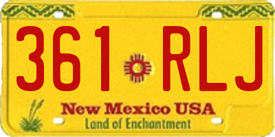 NM license plate 361RLJ
