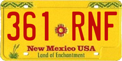 NM license plate 361RNF