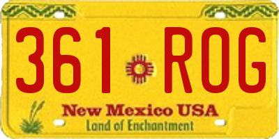 NM license plate 361ROG