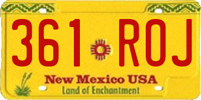 NM license plate 361ROJ