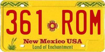 NM license plate 361ROM