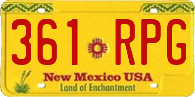 NM license plate 361RPG
