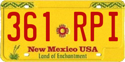 NM license plate 361RPI